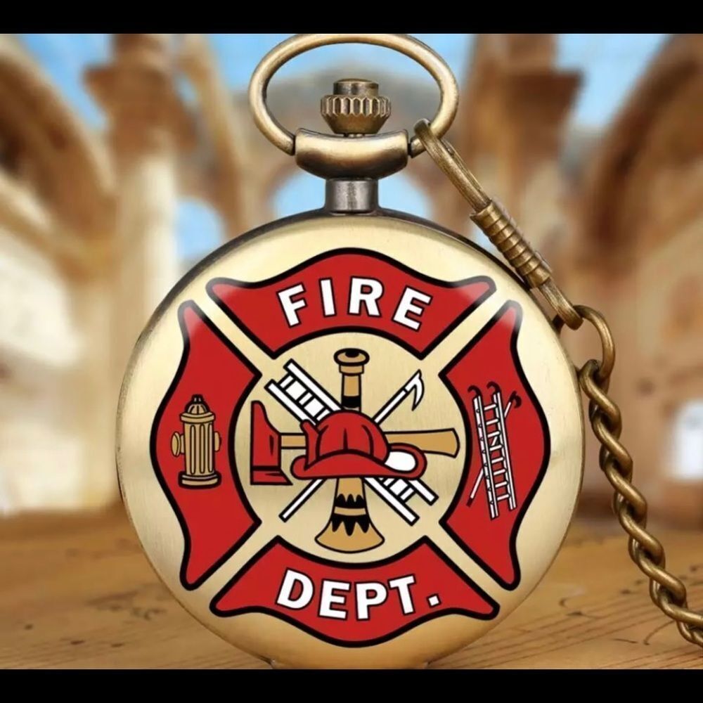 Bronze Fire Department Quartz Pocket Watch‎